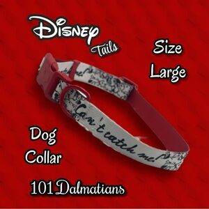 Disney Tails 101 Dalmatians Red and White Dog Collar Size Large